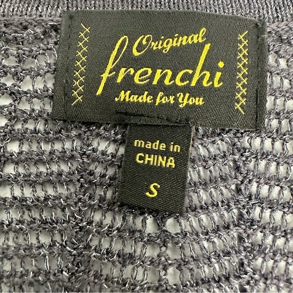 Original Frenchi Gray Metallic Knit High/Low Chevron Pattern Sweater Size S NWOT - Picture 7 of 8